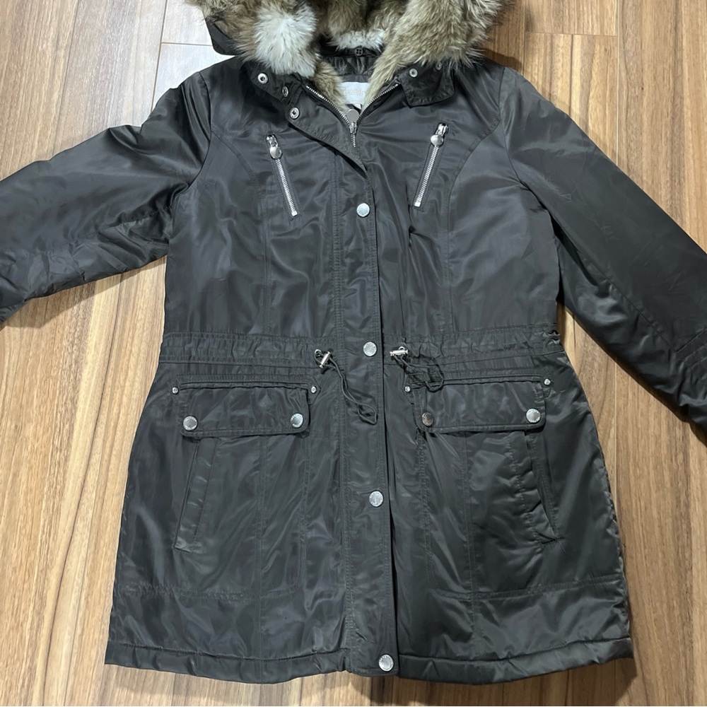 Laundry by Shelli Segal Hooded Long Winter Jacket Coat Women’s Large Brown